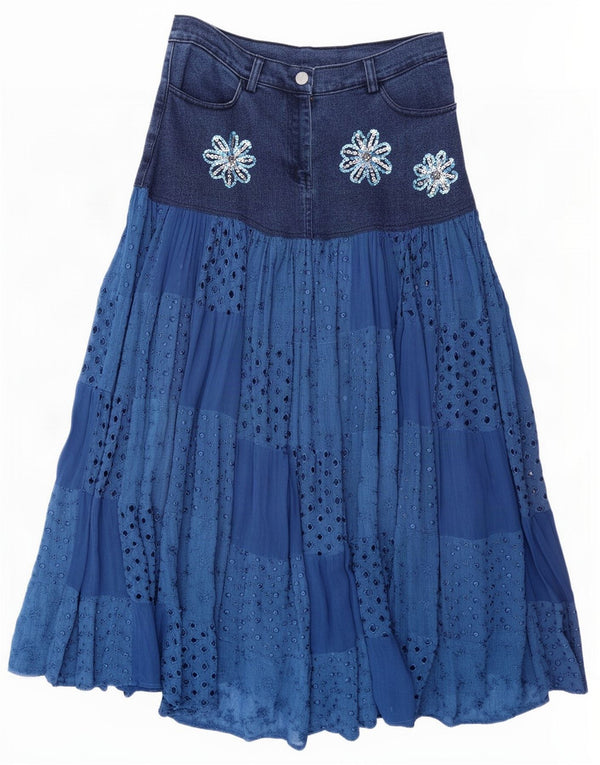 Positano by Jean Paul Jupe évasée pour femme Large W32 Bleu Patchwork