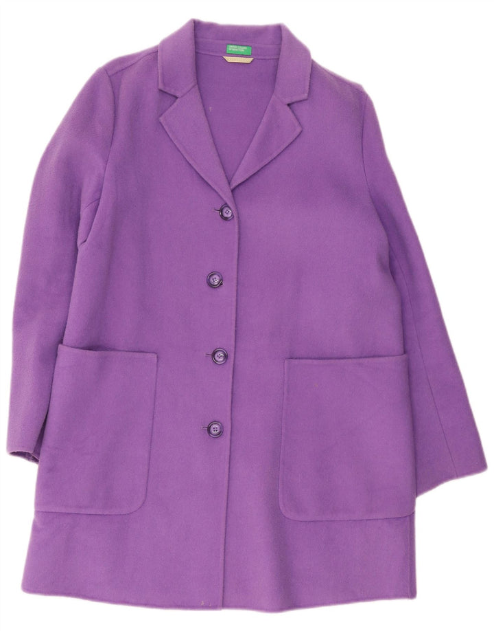 Benetton Pardessus Femme UK 14 Large Violet Laine