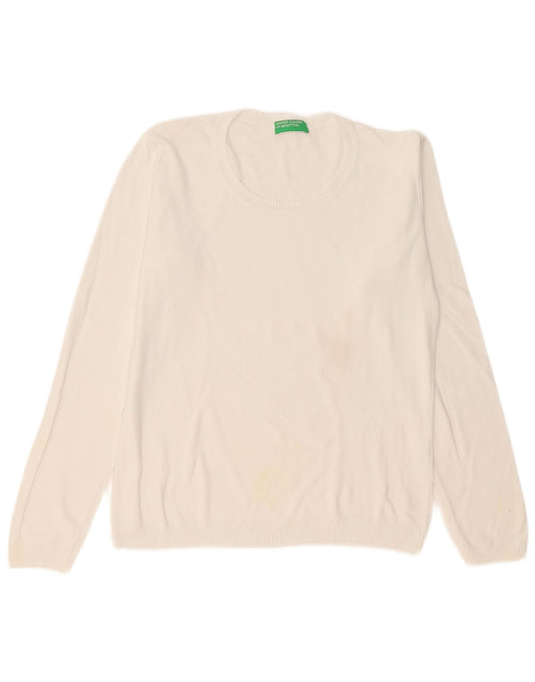 Benetton Pull col bateau pour femme UK 14 Blanc moyen