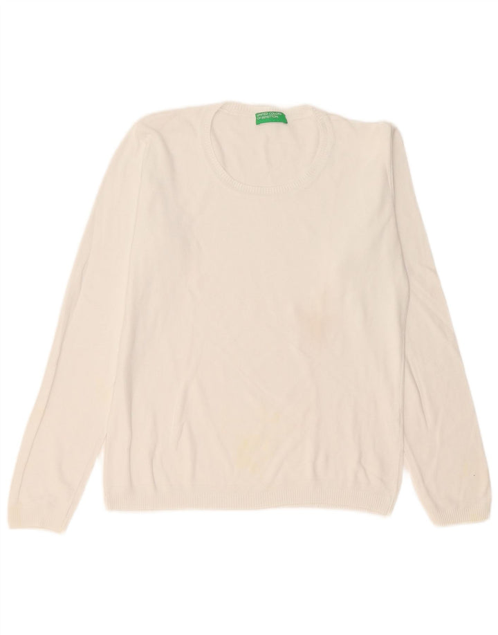 Benetton Pull col bateau pour femme UK 14 Blanc moyen