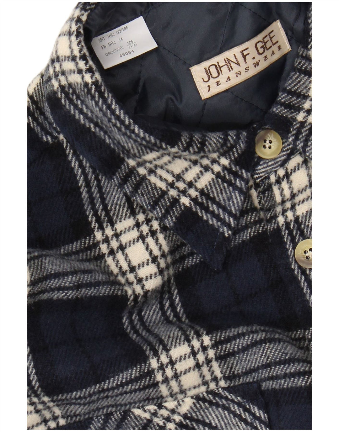 JOHN F GEE Chemise en flanelle pour homme Lumberjack Taille 43/44 XL Bleu marine à carreaux