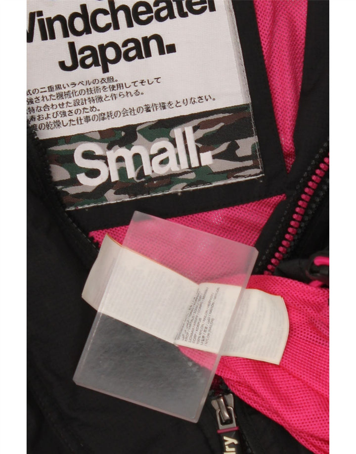 SUPERDRY Womens Windcheater Hooded Rain Jacket UK 10 Small Black Nylon