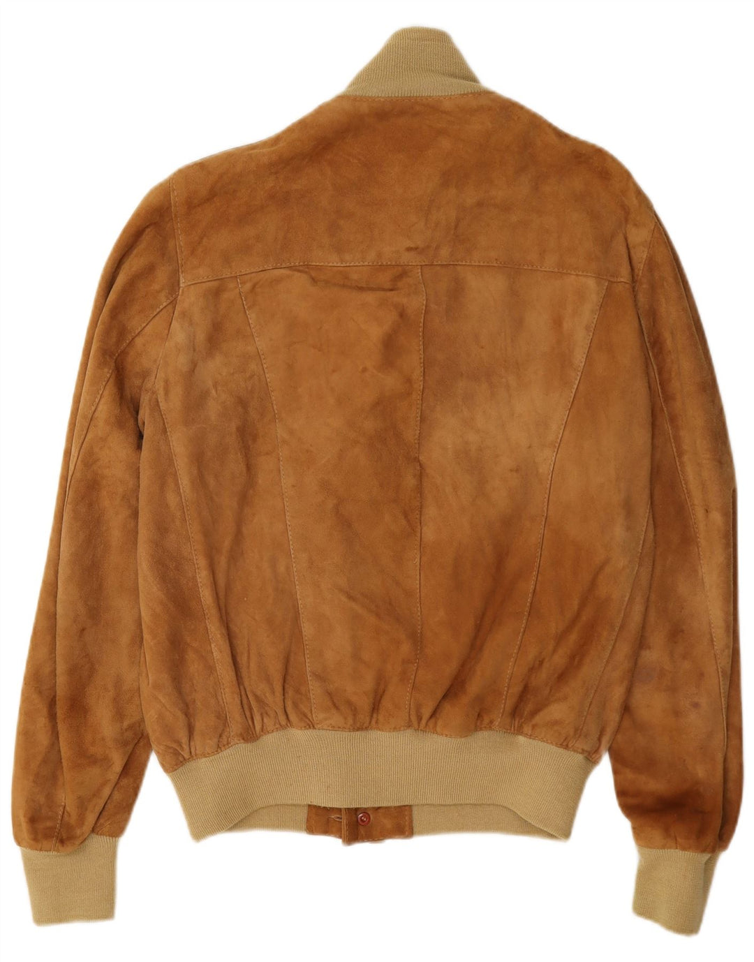 Veste Bomber En Daim Vintage Homme IT 48 Cuir Colorblock Beige Moyen