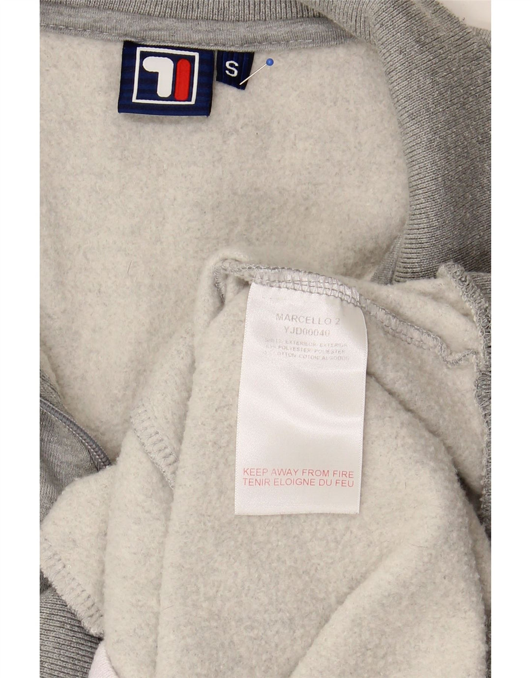 FILA Pull à capuche zippé homme petit gris coton
