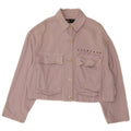 Zara Veste en jean courte surdimensionnée pour femme UK 6 XS Coton rose