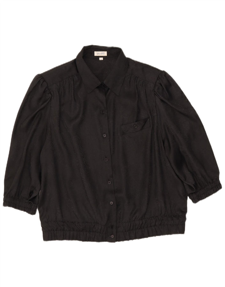 Marco Pecci Chemisier à manches 3/4 pour femme IT 44 Noir moyen Polyester