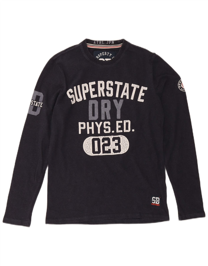Superdry Haut Graphique à Manches Longues pour Homme en Coton Bleu Marine Petit