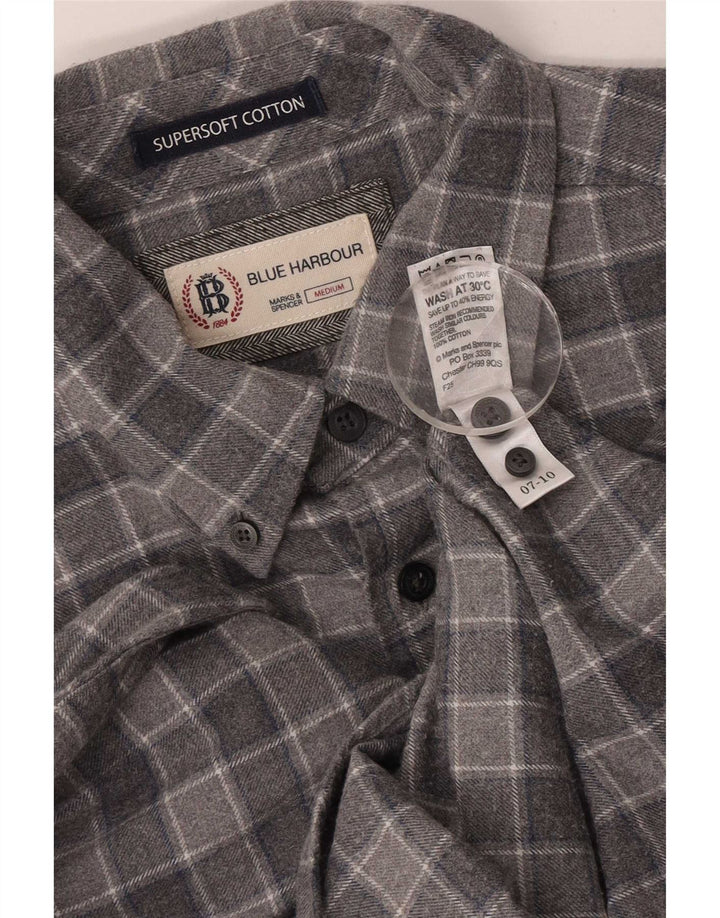 Marks & Spencer Chemise Blue Harbor Flannel Homme Gris Moyen à Carreaux Coton