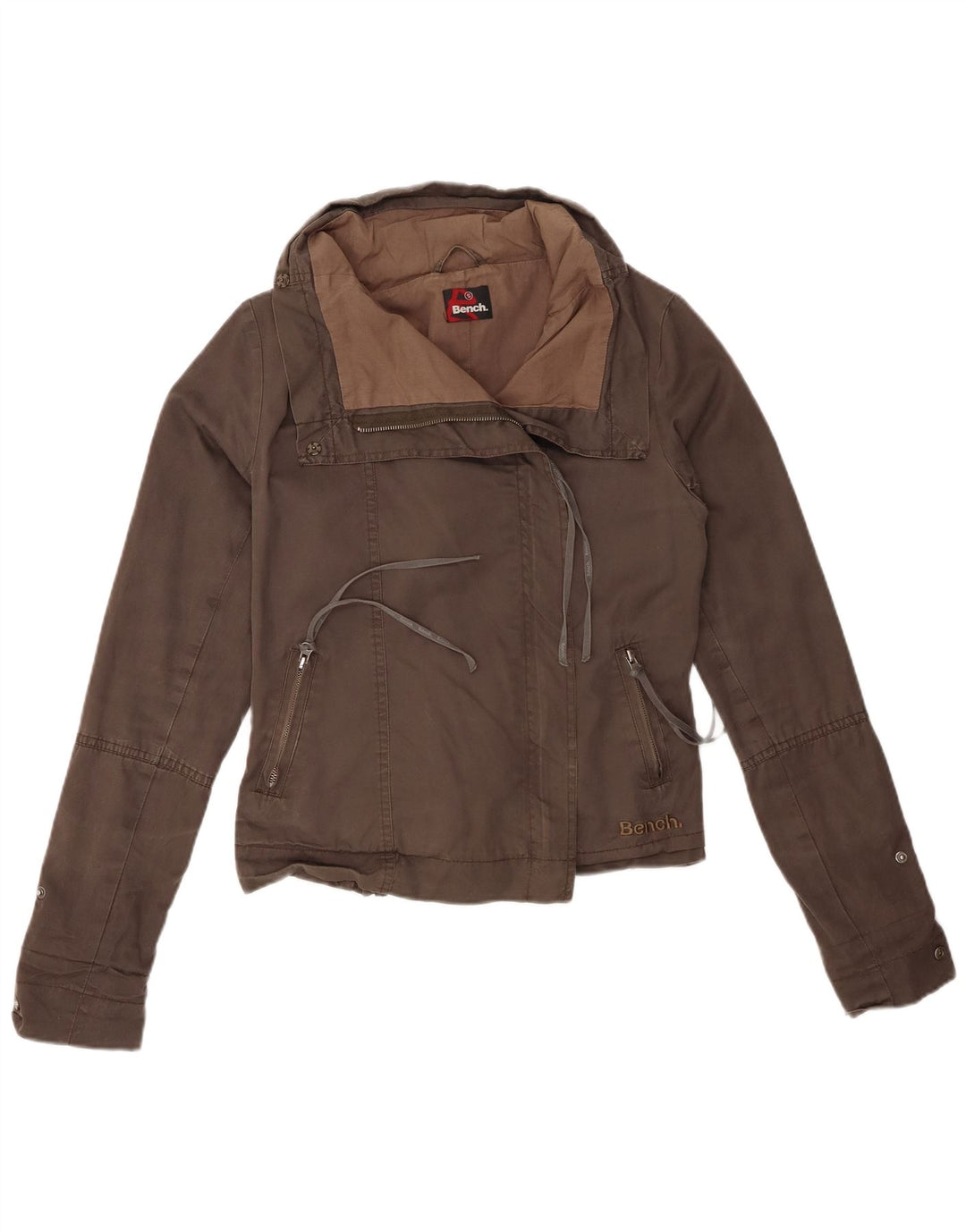 BENCH Veste Bomber Femme UK 10 Petit Coton Marron
