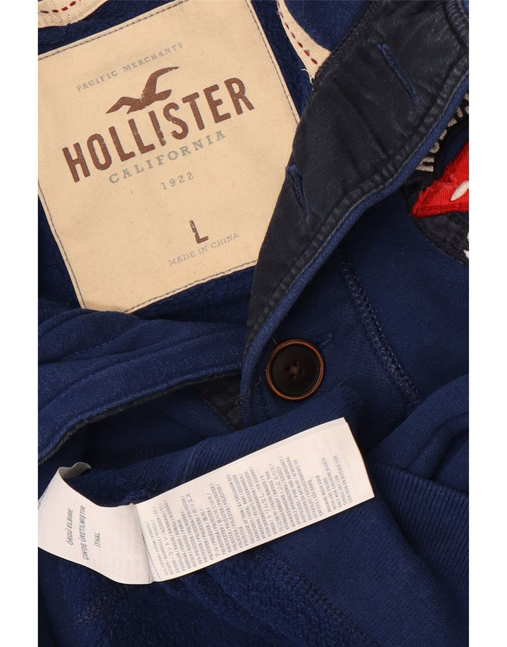 Hollister Sweat-shirt à col boutonné pour homme, grand, bleu, coton