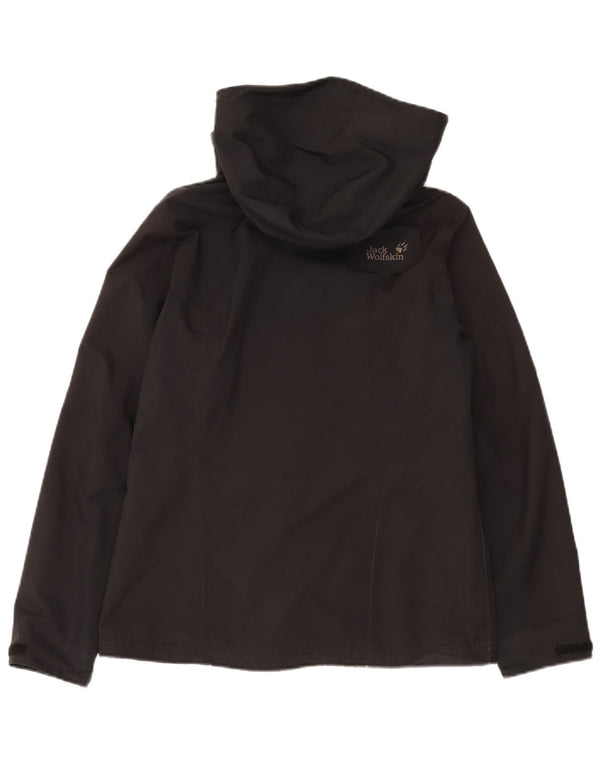 Jack Wolfskin Veste de pluie surdimensionnée à capuche pour femme UK 10 Small Noir