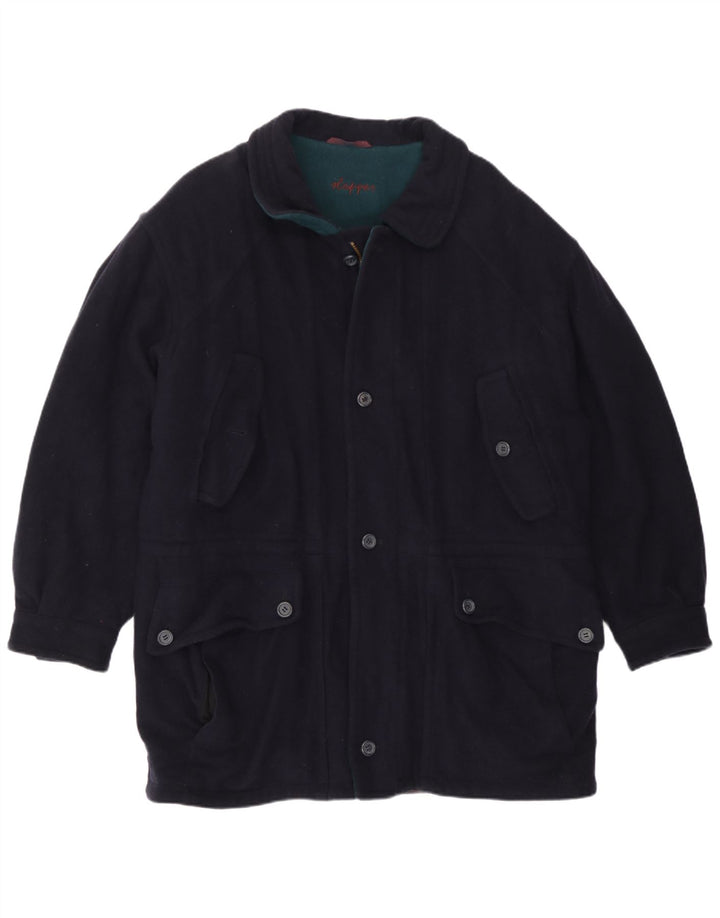 vintage Mens Coupe-Vent Manteau UK 40 Grande Laine Bleu Marine