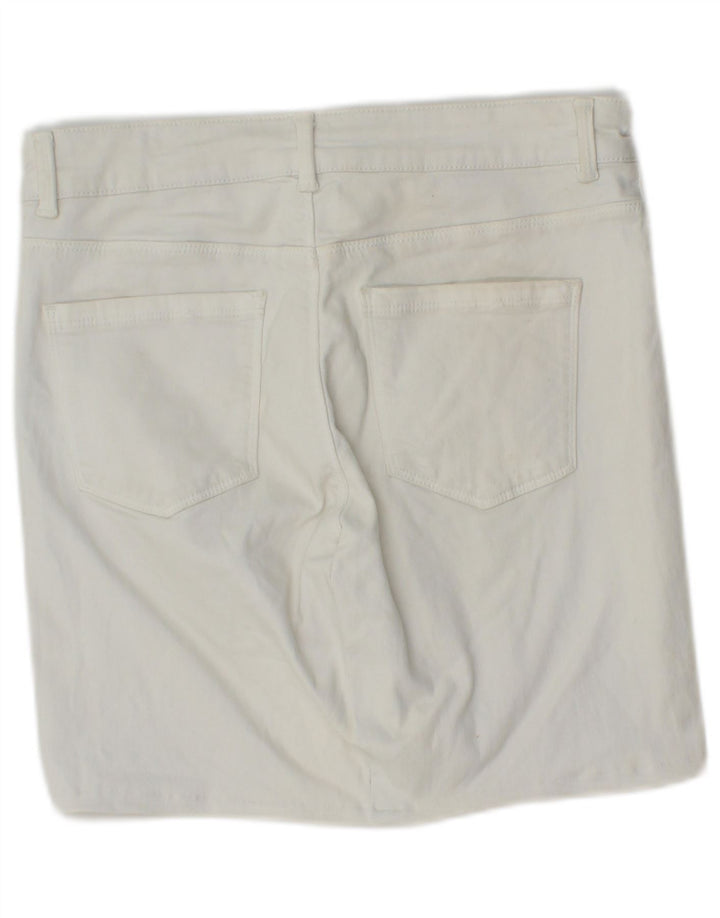 Oasis Short en jean pour femme UK 12 Medium W28 Blanc Coton