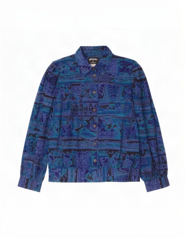 Stitches Chemisier à manches longues pour femme Motif abstrait US 12 Grand Bleu