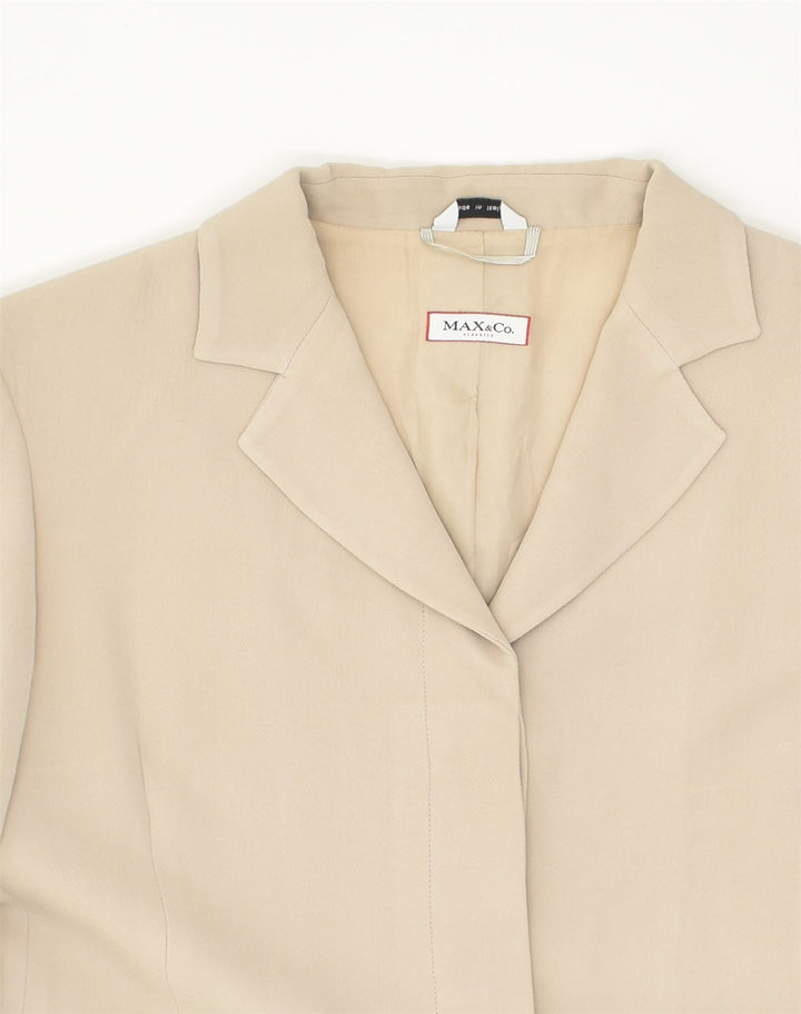 MAX & CO. Womens Overcoat UK 10 Small  Beige Acetate | Vintage Max & Co. | Thrift | Second-Hand Max & Co. | Used Clothing | Messina Hembry 