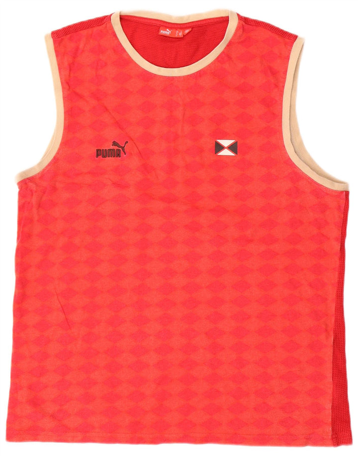 Puma Débardeur Graphic Homme Rouge Large Coton Géométrique