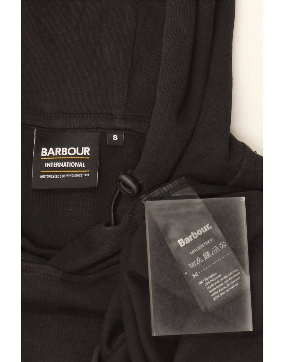 Barbour Pull à capuche graphique pour homme Petit coton noir
