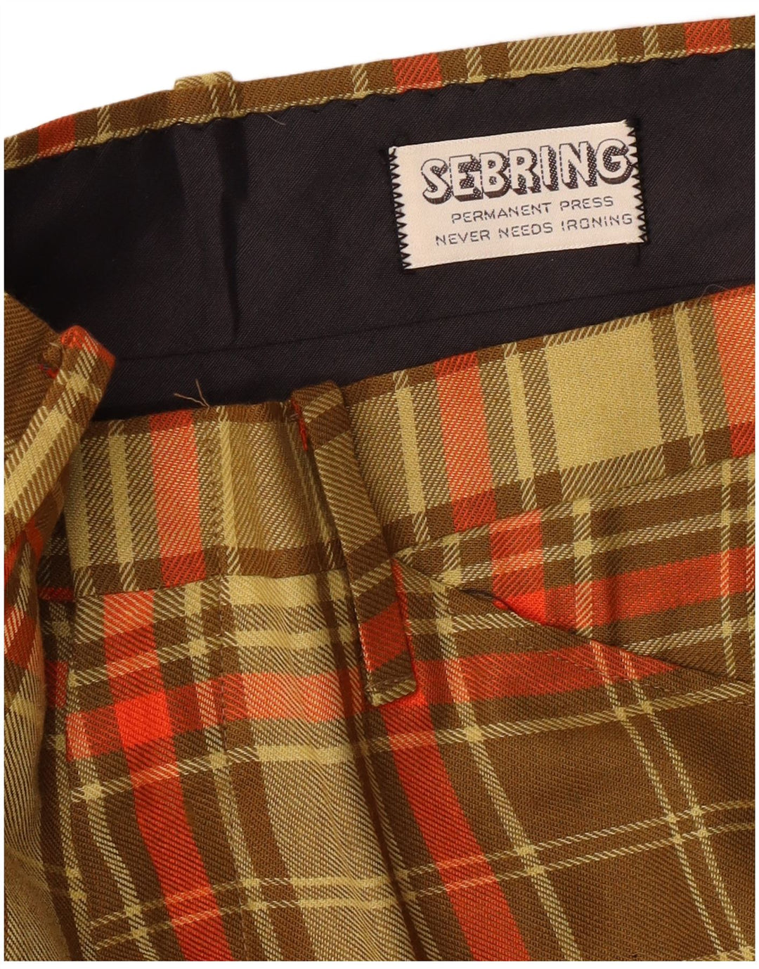 VINTAGE Pantalon décontracté droit femme W32 L34 Kaki à carreaux