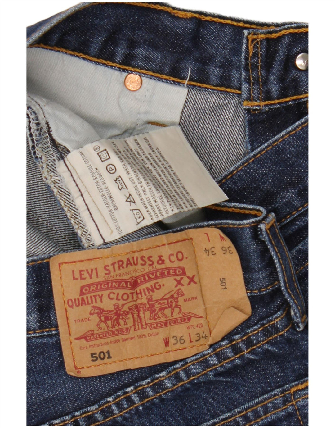 Levi's Jean Capri 501 Homme Bleu W36 L22 Coton