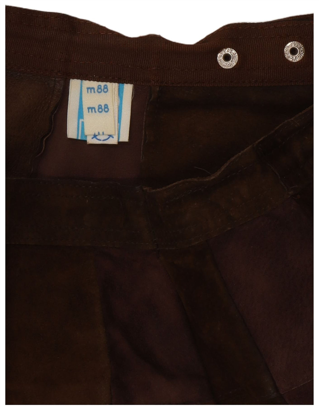 VINTAGE Femme Daim Mini Jupe W26 Petit Cuir Marron