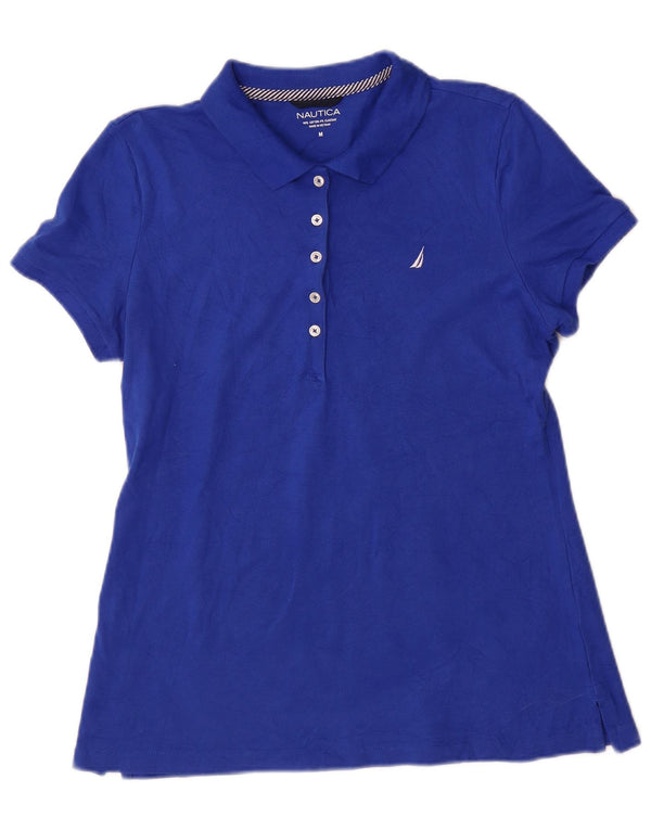 Nautica Polo Femme UK 14 Bleu Moyen Coton