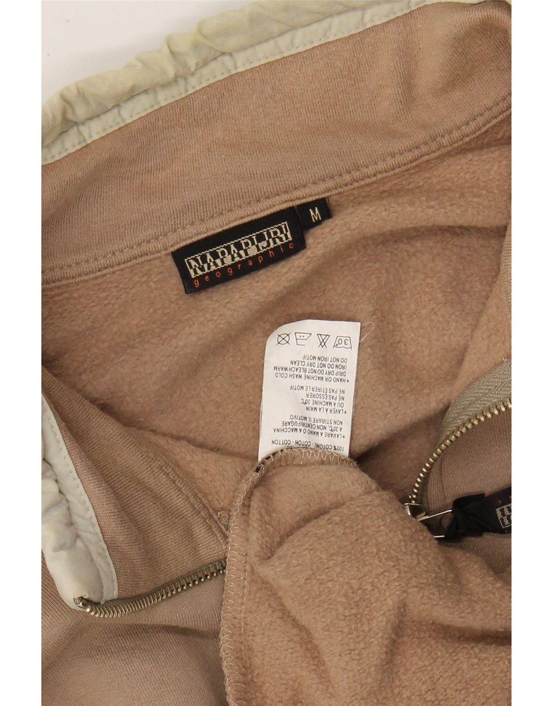 NAPAPIJRI Sweat-shirt graphique à col zippé pour homme en coton beige moyen