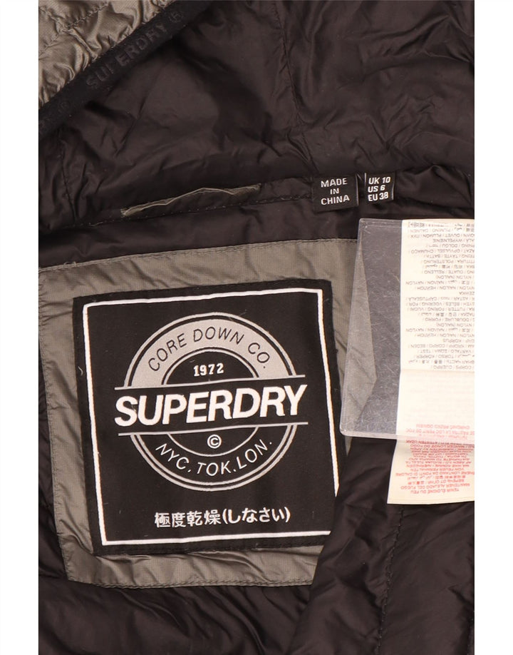 SUPERDRY Veste matelassée à capuche pour femme UK 10 Small Gris Nylon