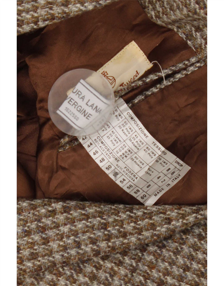Harris Tweed Veste Blazer 2 Boutons pour Homme UK 42 XL Pied-de-Poule Marron