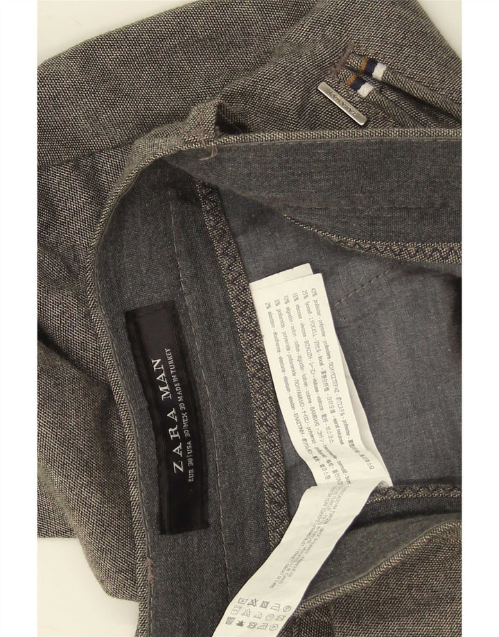 Zara Pantalon chino crop slim pour homme EU 38 Small W30 L25 Gris Polyester