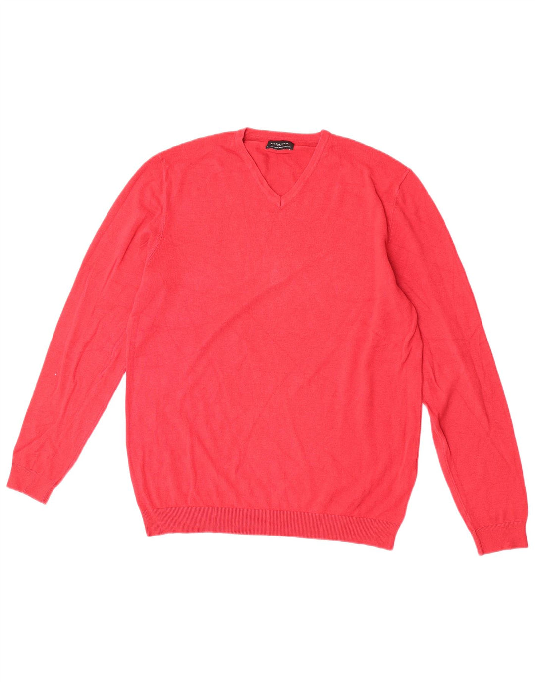 Zara Homme Pull Col V Large Rouge Viscose