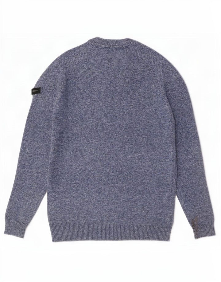 Superdry Pull à col rond en laine d'agneau mouchetée bleu moyen