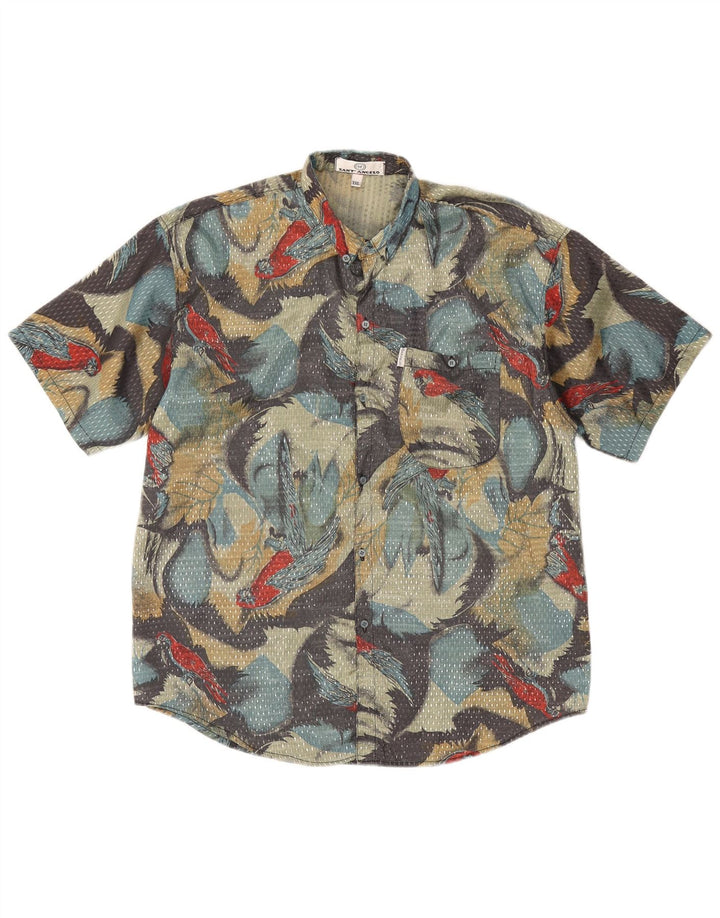 Chemise à manches courtes Vintage pour hommes, motif abstrait, gris 2XL