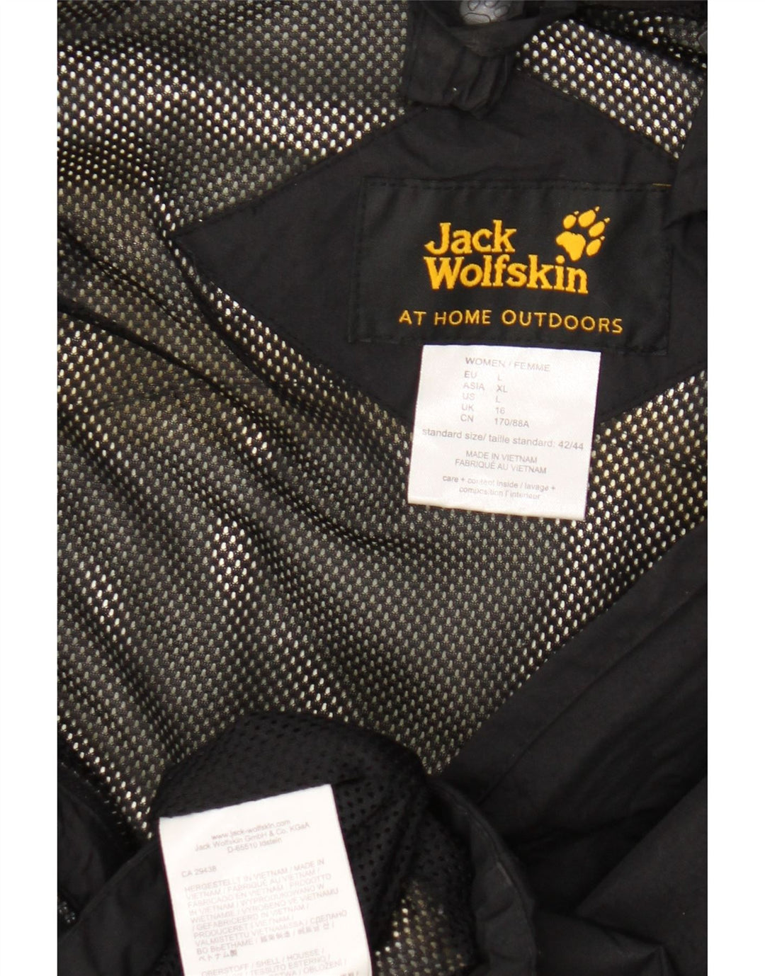 Jack Wolfskin Veste de pluie à capuche pour femme UK 16 Large Noir Polyamide