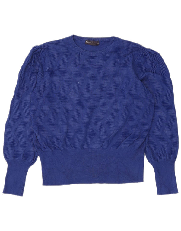 Marks & Spencer Pull court à col rond pour femme UK 16 Large Bleu marine