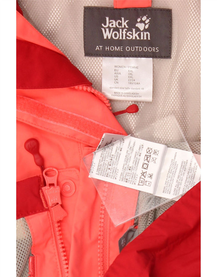 JACK WOLFSKIN Veste de pluie à capuche pour femme UK 22/24 2XL Rose Colourblock