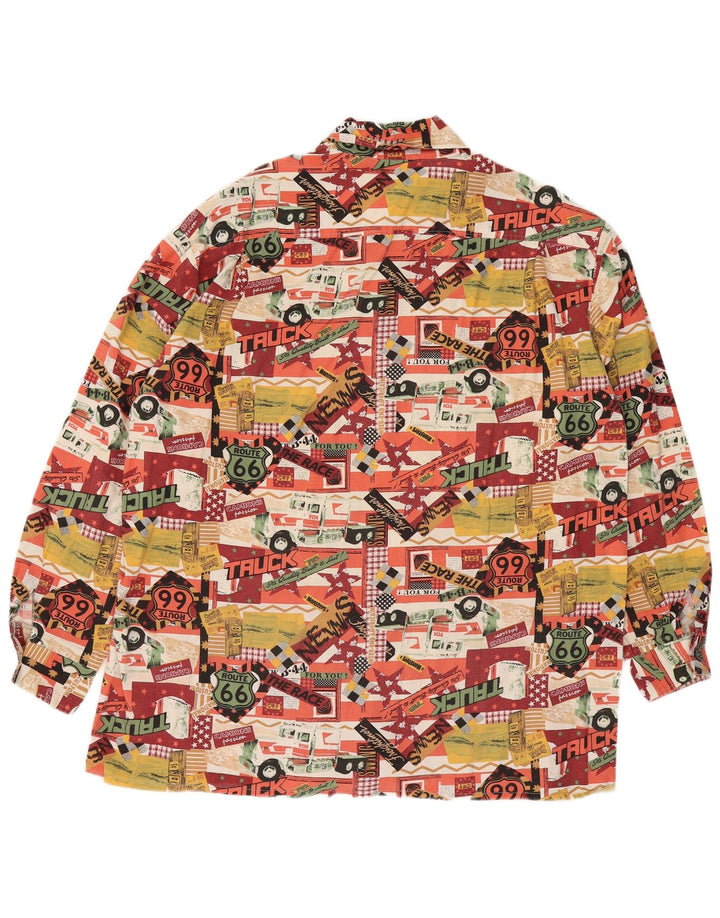 VINTAGE Chemise à motif abstrait pour homme 2XL multicolore