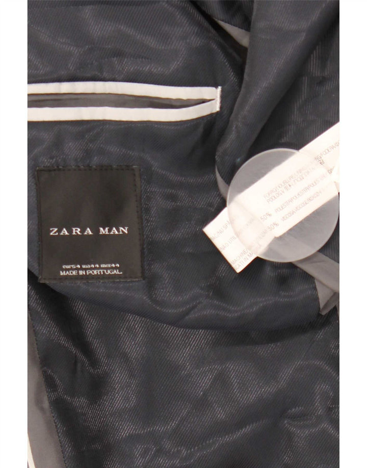Zara Veste blazer à 2 boutons pour homme EU 54 XL Gris à fines rayures Polyester