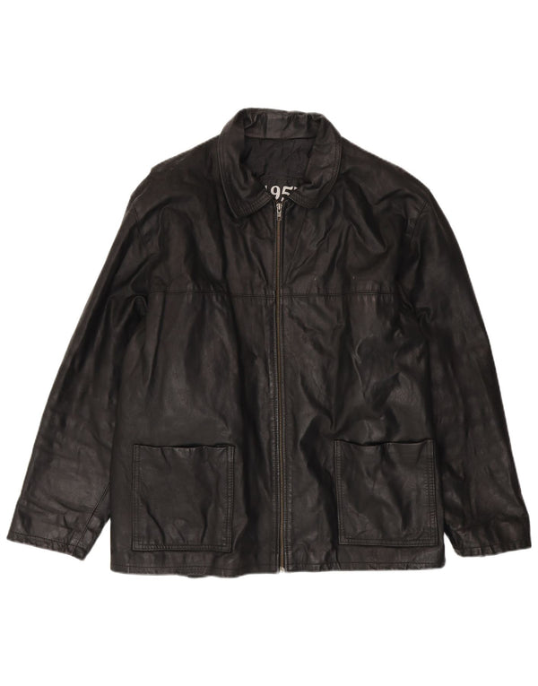 1957 LEGENDARY Veste en cuir Firenze pour homme UK 42 XL Cuir noir