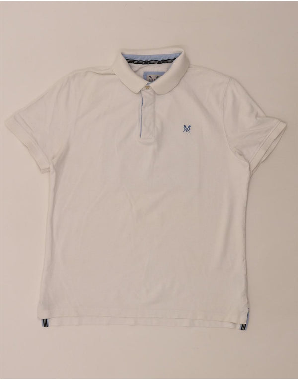 CREW CLOTHING Mens Graphic Polo Shirt XL White Cotton