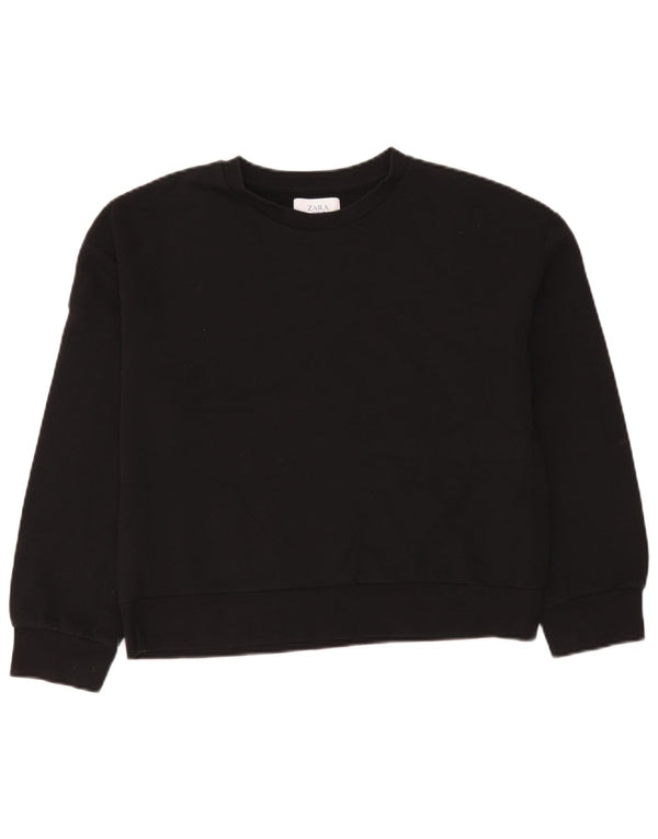 Zara Womens Trafaluc Sweat-shirt surdimensionné UK 10 Petit coton noir