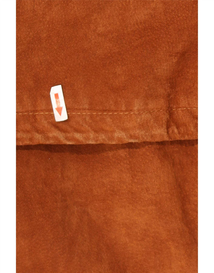 vintage Mens Suede Overcoat IT 48 Cuir Marron Moyen