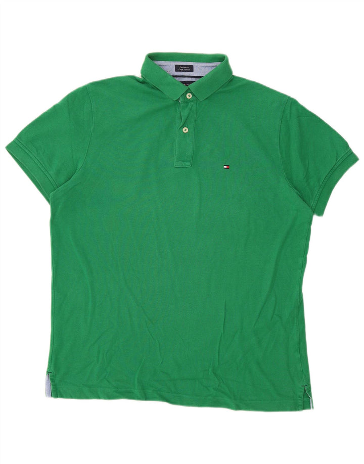 TOMMY HILFIGER Polo Custom Fit Homme Vert Moyen