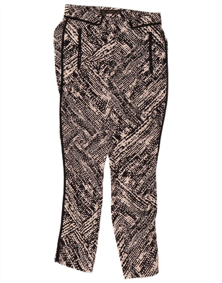 Zara Pantalon décontracté slim à motif abstrait pour femme Petit W26 L27 Noir