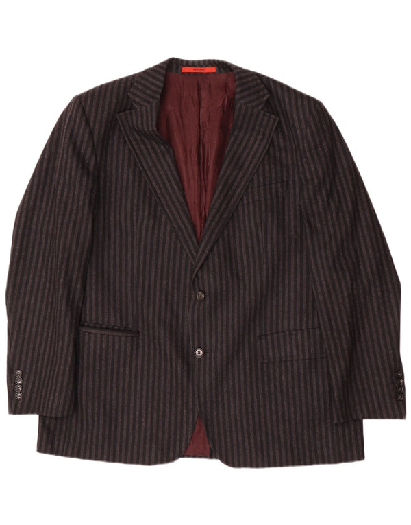 Pierre Cardin Veste Blazer 2 Boutons Homme UK 40 Grande Laine à Rayures Grises