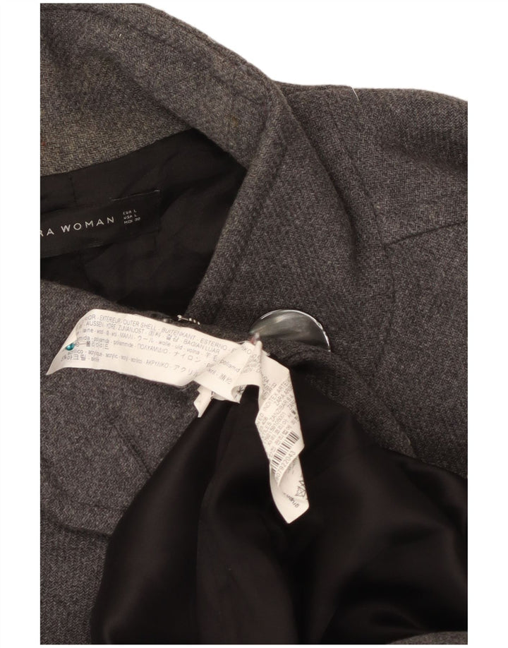 Zara Femme Pardessus UK 16 Grande Laine Grise