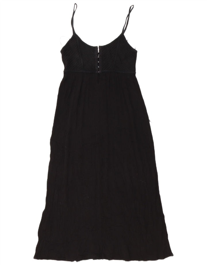 Zara Femme Maxi Robe d'été UK 12 Moyen Noir Coton