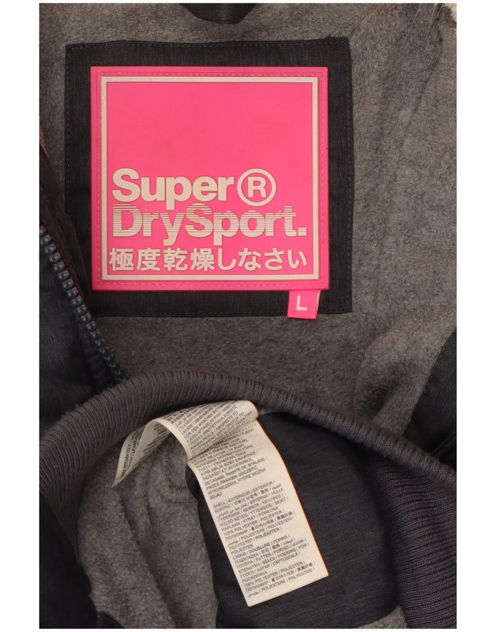 SUPERDRY Veste matelassée à capuche pour femme UK 14 Large Bleu Marine Polyester