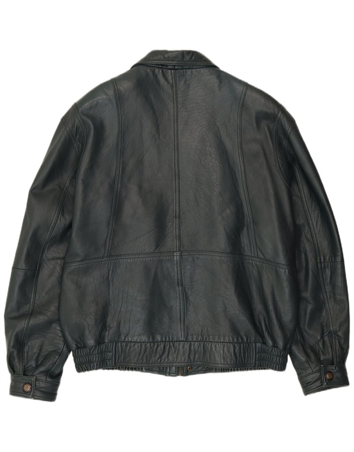 VINTAGE Veste en cuir homme EU 56 3XL Cuir vert