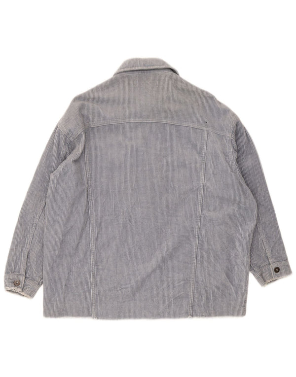 Zara Veste surdimensionnée en velours côtelé pour femme UK 10 Petit coton bleu
