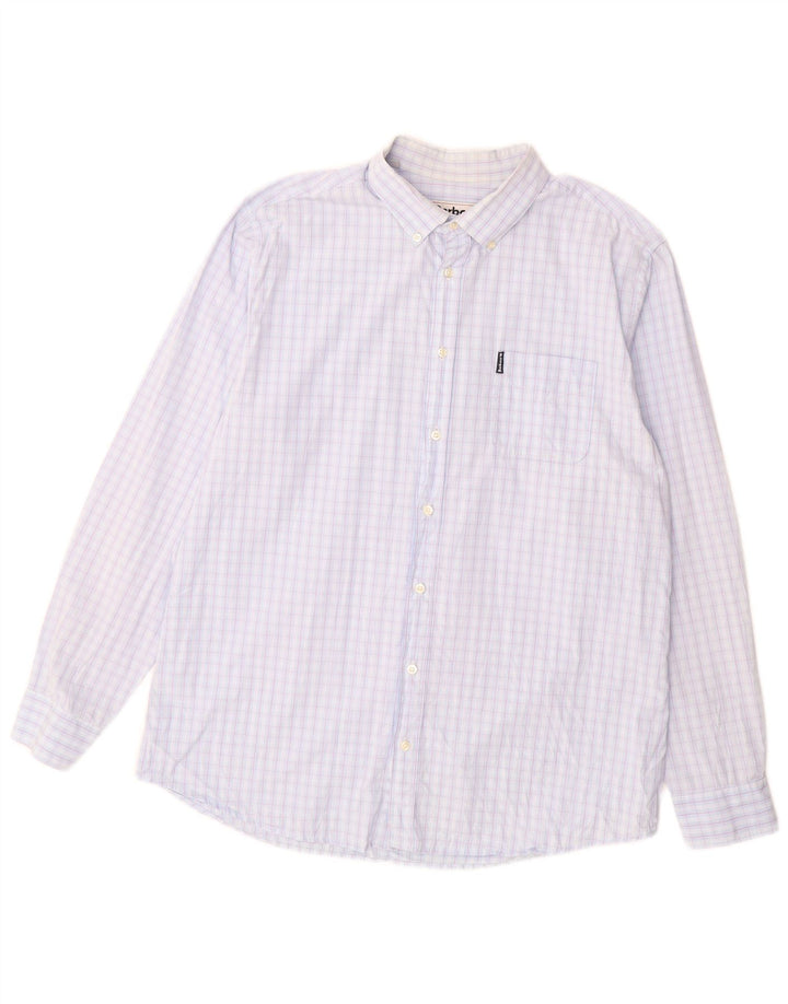 BARBOUR Chemise Coupe Ajustée Homme XL Bleu Vichy Coton